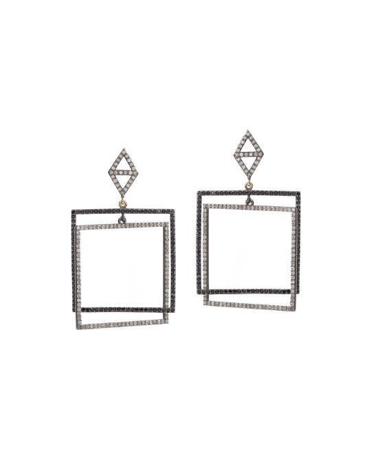 Kastel Jewelry Color Block Square-Drop Diamond and Black Spinel ...