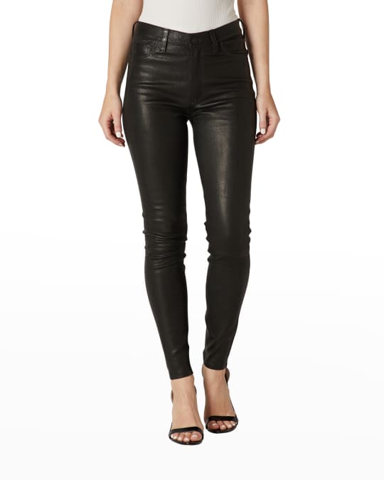 Hudson Barbara High-Rise Super Skinny Leather Pants | Neiman Marcus