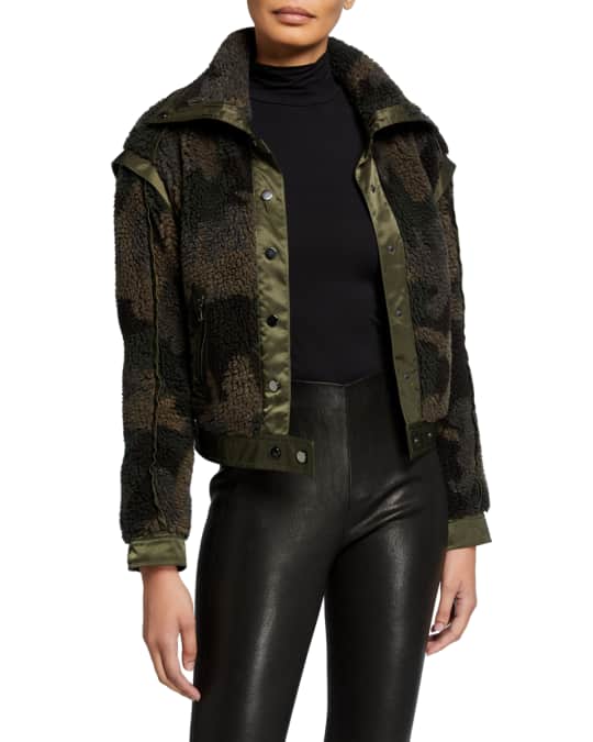 Veronica Beard Jeans Anita Faux Fur Snap Front Jacket Neiman Marcus