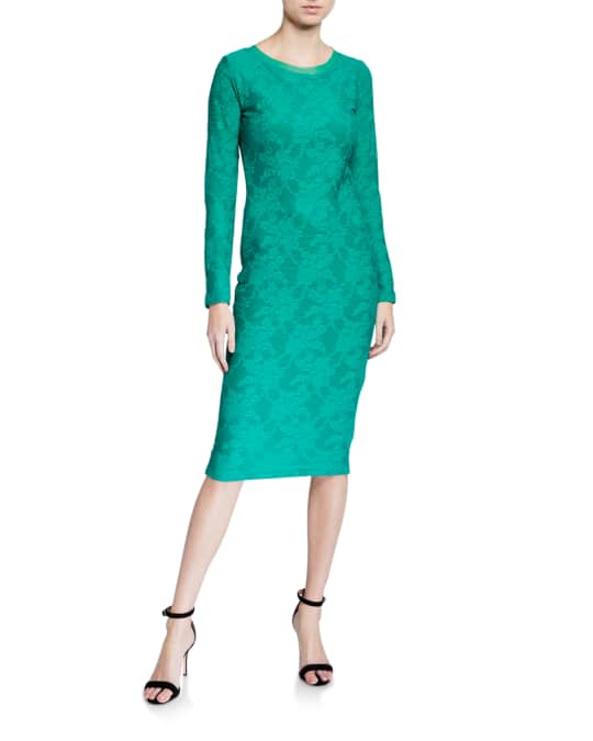 Long-Sleeve Fitted Lace Dress
