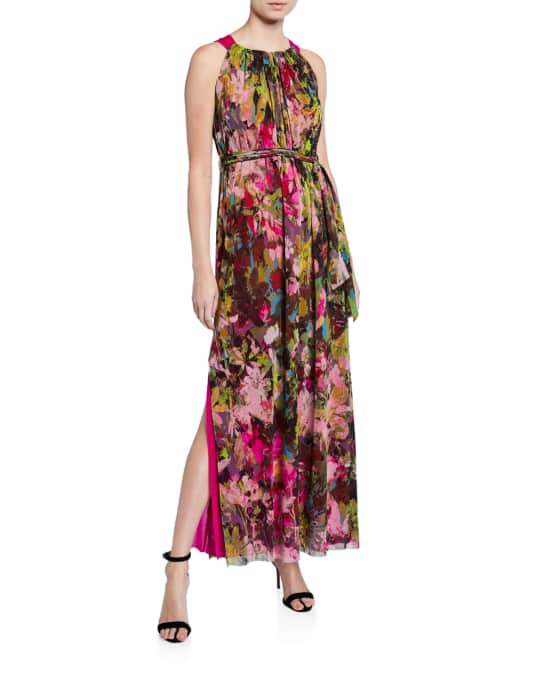 Fuzzi Floral Halter Maxi Dress | Neiman Marcus