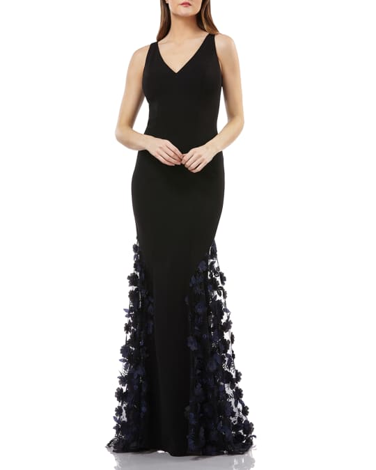 Carmen marc valvo 3d floral mermaid gown sales