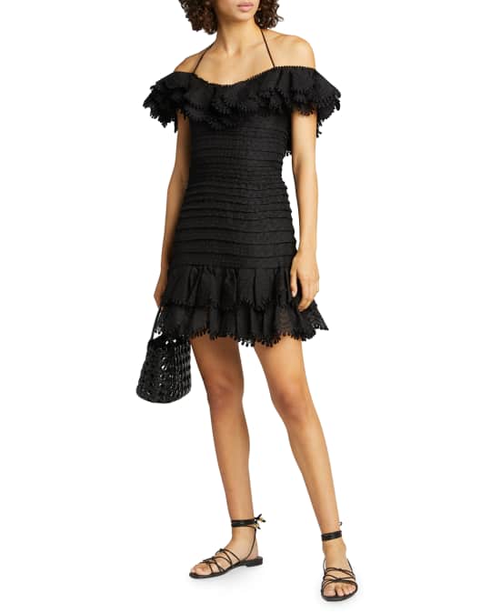 knee length dresses for ladies Zimmermann Patience Plunge Mini Dress | Cream/Purple Rose main image 1
