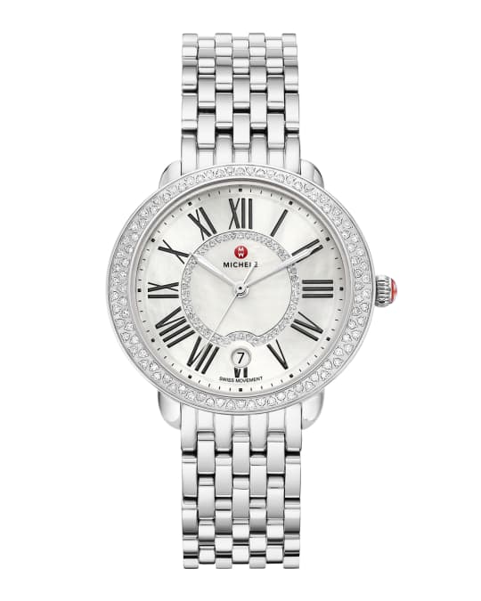 MICHELE 36mm Serein Mid Stainless Steel Diamond Watch | Neiman Marcus