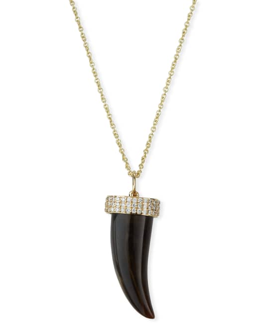 Sydney Evan 14k Diamond & Medium Horn Pendant Necklace | Neiman Marcus