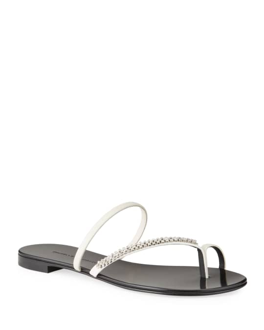 Giuseppe Zanotti Crystal-Embellished Flat Toe-Ring Sandals | Neiman Marcus