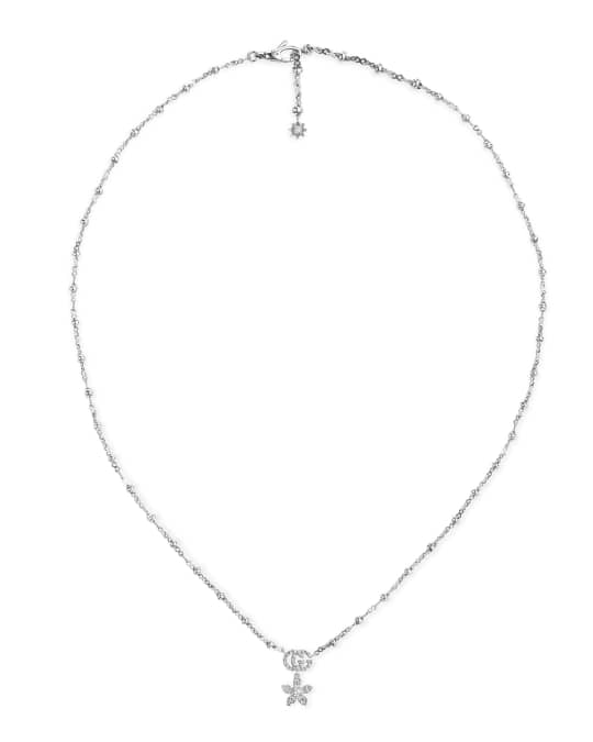 Gucci 18k White Gold Diamond Flower Necklace w/ Micro Pearls | Neiman ...