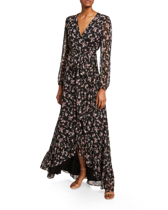 WAYF The Meryl Floral Long-Sleeve Wrap Dress | Neiman Marcus