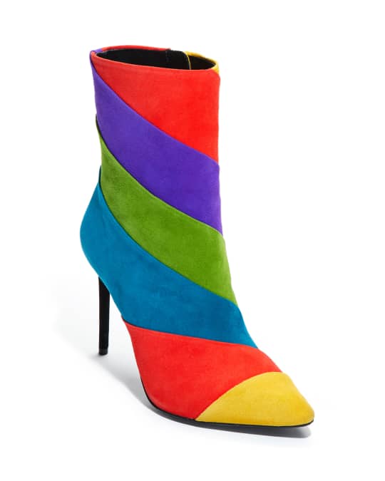 Alice + Olivia Claudia Rainbow Stiletto Booties | Neiman Marcus