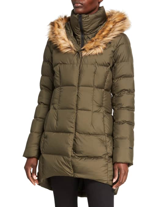 Dealio down parkina with faux shop fur trim