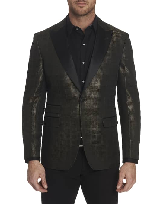 Men's Mr. Smith Shiny Peaked-Lapel Sport Jacket w/ Contrast Reverse Collar