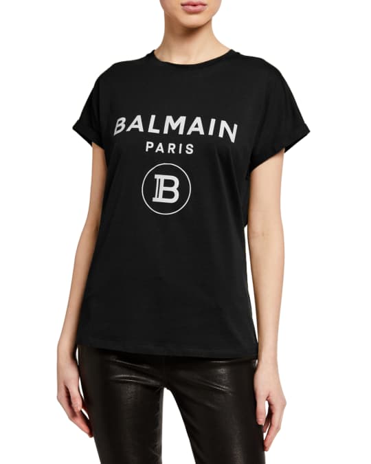 Balmain Glitter Logo T-Shirt | Neiman Marcus