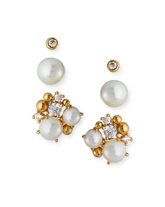 Tai Pearl & Cubic Zirconia Stud Earrings, Set of 3 | Neiman Marcus