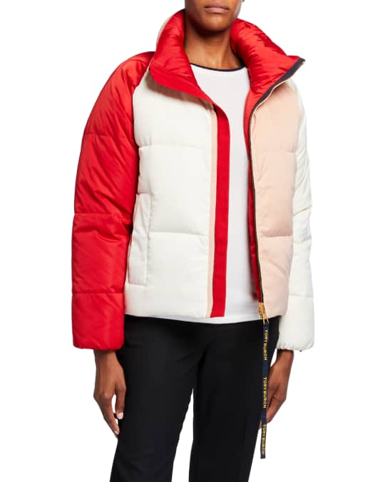 Tory Burch Colorblock Reversible Puffer Jacket | Neiman Marcus