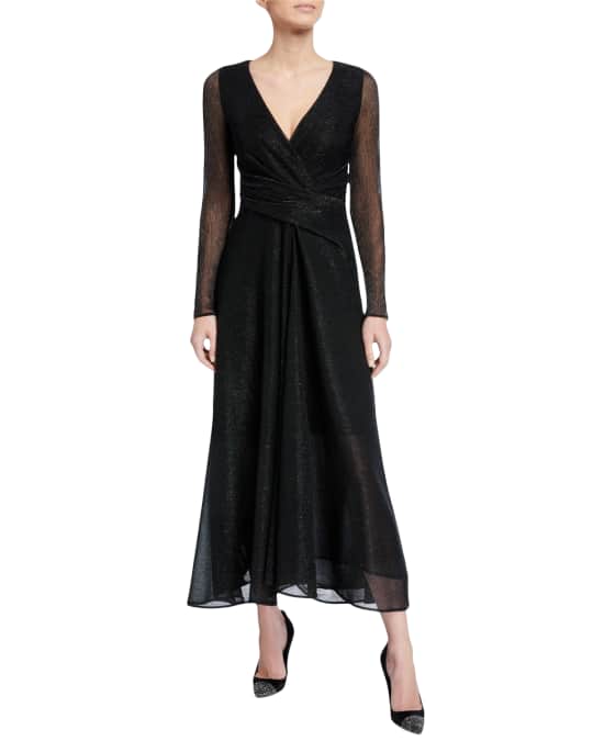Talbot Runhof Shimmer Long-Sleeve Cocktail Dress | Neiman Marcus