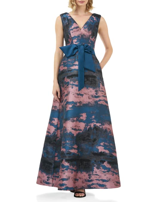 Kay Unger New York Valentin Abstract Jacquard V Neck Sleeveless