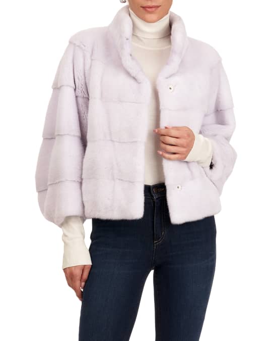 Gorski Horizontal Mink Fur 3/4 Sleeve Jacket | Neiman Marcus