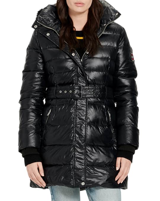 UGG Valerie Belted Down Coat w Fur Trim Hood Neiman Marcus