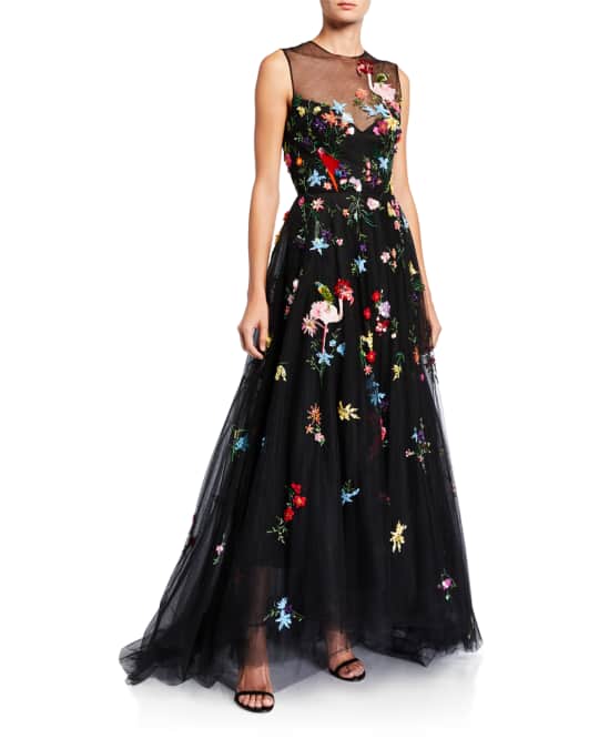Monique lhuillier floral embroidered dress top