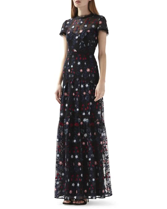 ml monique lhuillier floral embroidered dress Black Embroidered Bodice Maxi Dress – PinkBlush main image 0