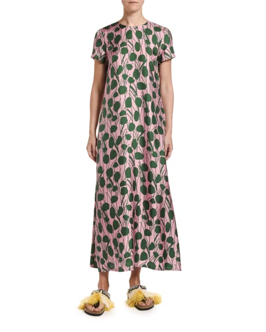 La DoubleJ Floral Print Silk Swing Dress Neiman Marcus