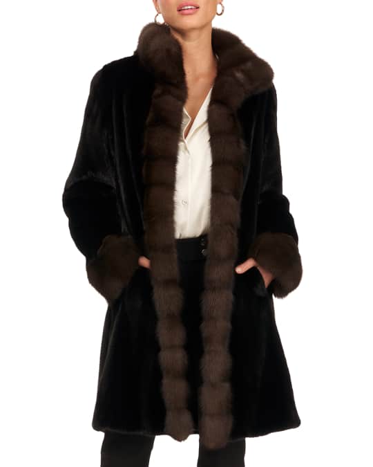 Gorski Mink Fur Stroller W/ Sable Tuxedo Collar And Band Cuff | Neiman ...