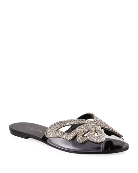 Sophia Webster Madame Butterfly Crystal Flat Slide Sandals