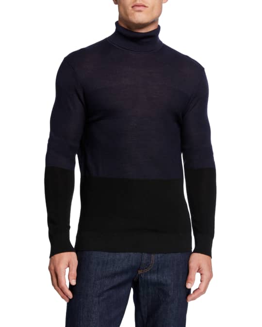 Karl Lagerfeld Paris Men's Colorblock Turtleneck Sweater | Neiman Marcus