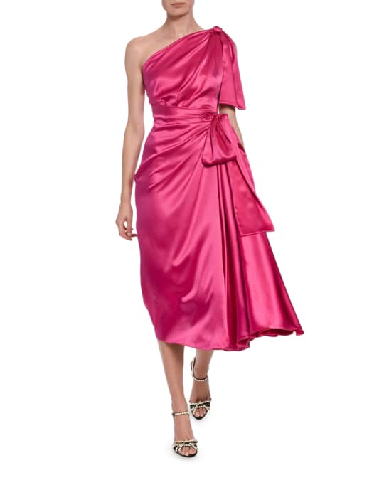 Dolce&Gabbana Silk-Taffeta One-Sleeve Ruched Cocktail Dress | Neiman Marcus