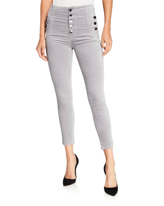 Natasha High Rise Crop Coated Velvet Skinny Jeans