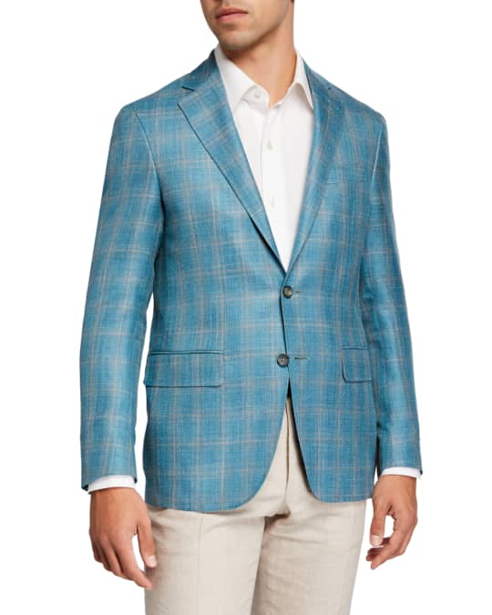 Canali Men's Plaid Two-Button Wool Jacket | Neiman Marcus