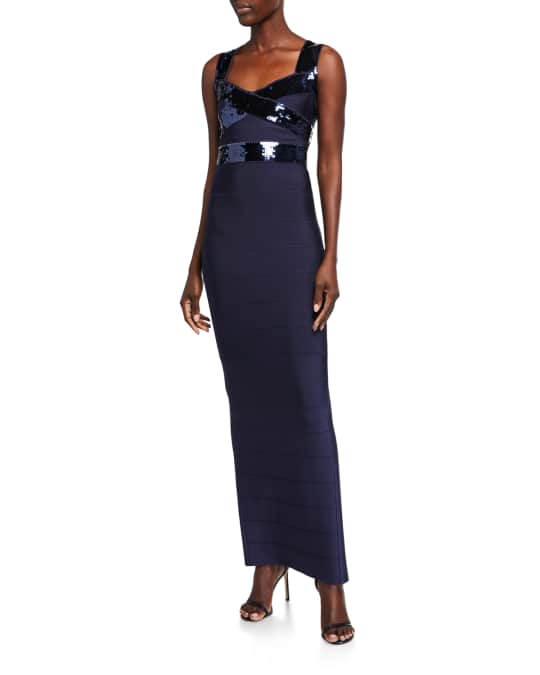 Herve Leger Sequined Bandage-Knit Gown | Neiman Marcus