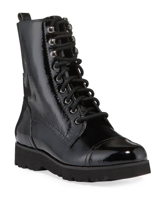 Donald J Pliner Camren Cap-Toe Patent Leather Hiker Boots | Neiman Marcus