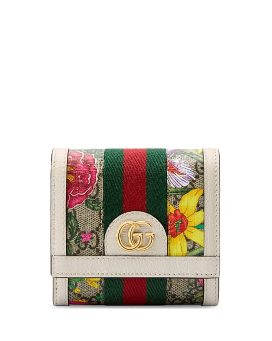 Gucci Ophidia Small GG Flora Card Case Wallet | Neiman Marcus