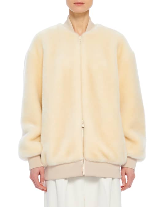 Tibi Faux Fur Zip Front Track Jacket Neiman Marcus