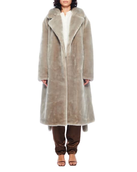 Tibi Luxe Faux Fur Oversized Trench Coat Neiman Marcus