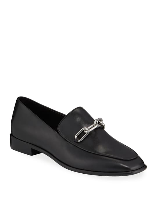 Aslen Calf Leather Chain-Strap Loafers