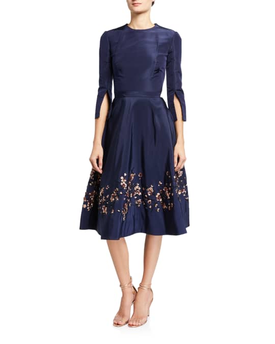 Oscar de la Renta Embroidered Taffeta Dress | Neiman Marcus