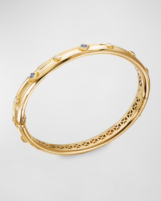 Modern Renaissance 18k Diamond & Blue Sapphire Bracelet, Size L