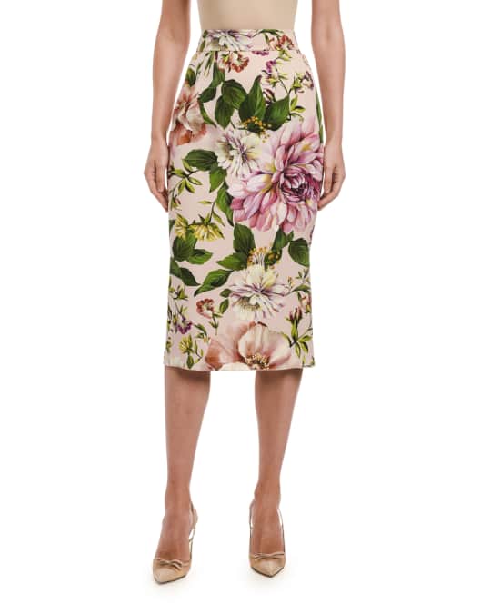 Dolce&Gabbana Floral Print Charmeuse Pencil Skirt | Neiman Marcus
