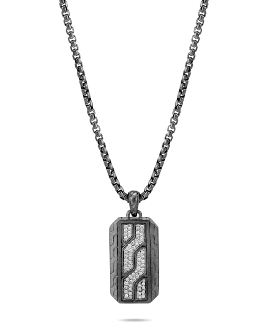 John Hardy Men's Classic Chain Diamond Pave Dog Tag Necklace | Neiman ...