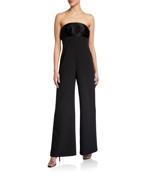 Milly Brooke Strapless Wide-Leg Cady Jumpsuit | Neiman Marcus