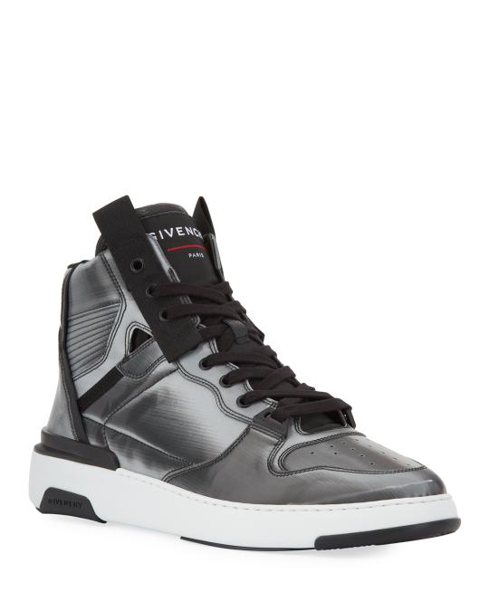 Mens Givenchy Wing HighTop Holographic Sneakers Givenchy - Wing Holographic Canvas Sneakers - Silver Givenchy main image 2