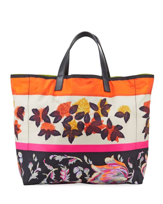 Etro Reversible Floral-Print Nylon Shopper Tote Bag | Neiman Marcus