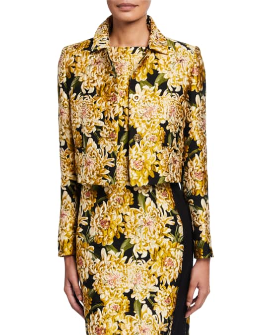 Escada Floral Jacquard Cropped Jacket Neiman Marcus