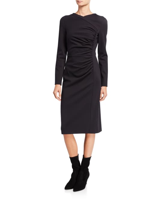 Escada Diasa Ruched Jersey Long-Sleeve Dress | Neiman Marcus