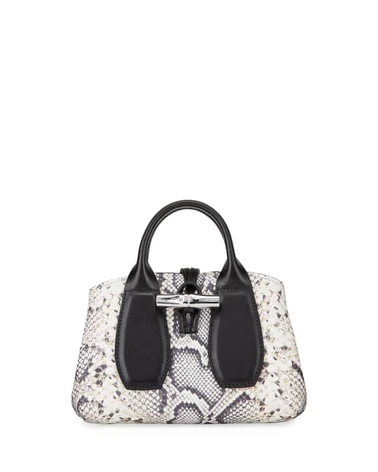 Roseau Mini Python Print Tote Bag with Crossbody Strap