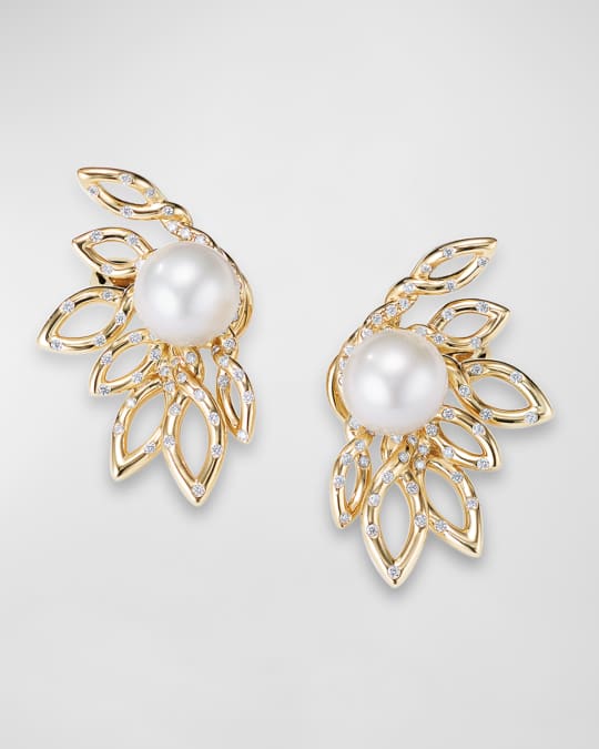 David Yurman Continuance Pearl Stud Earrings with Diamonds | Neiman Marcus