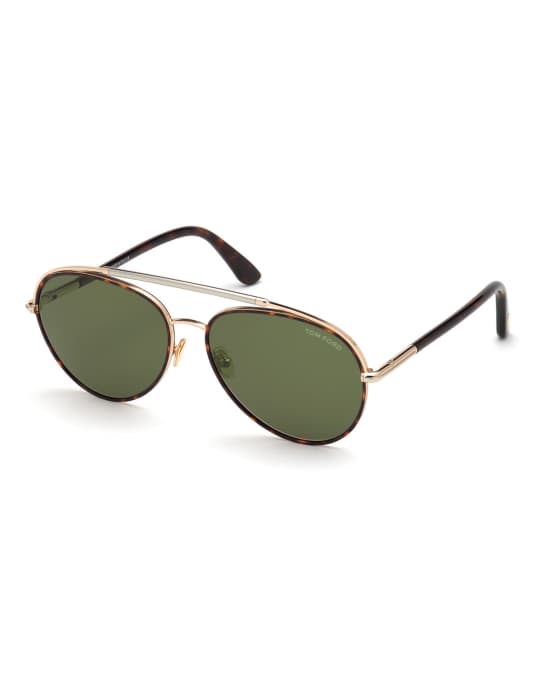 TOM FORD Men s Curtis Metal Tortoiseshell Brow Bar Sunglasses Neiman Marcus