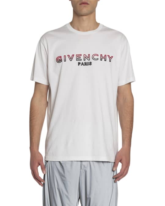 Givenchy Men's Logo Embroidery T-Shirt | Neiman Marcus